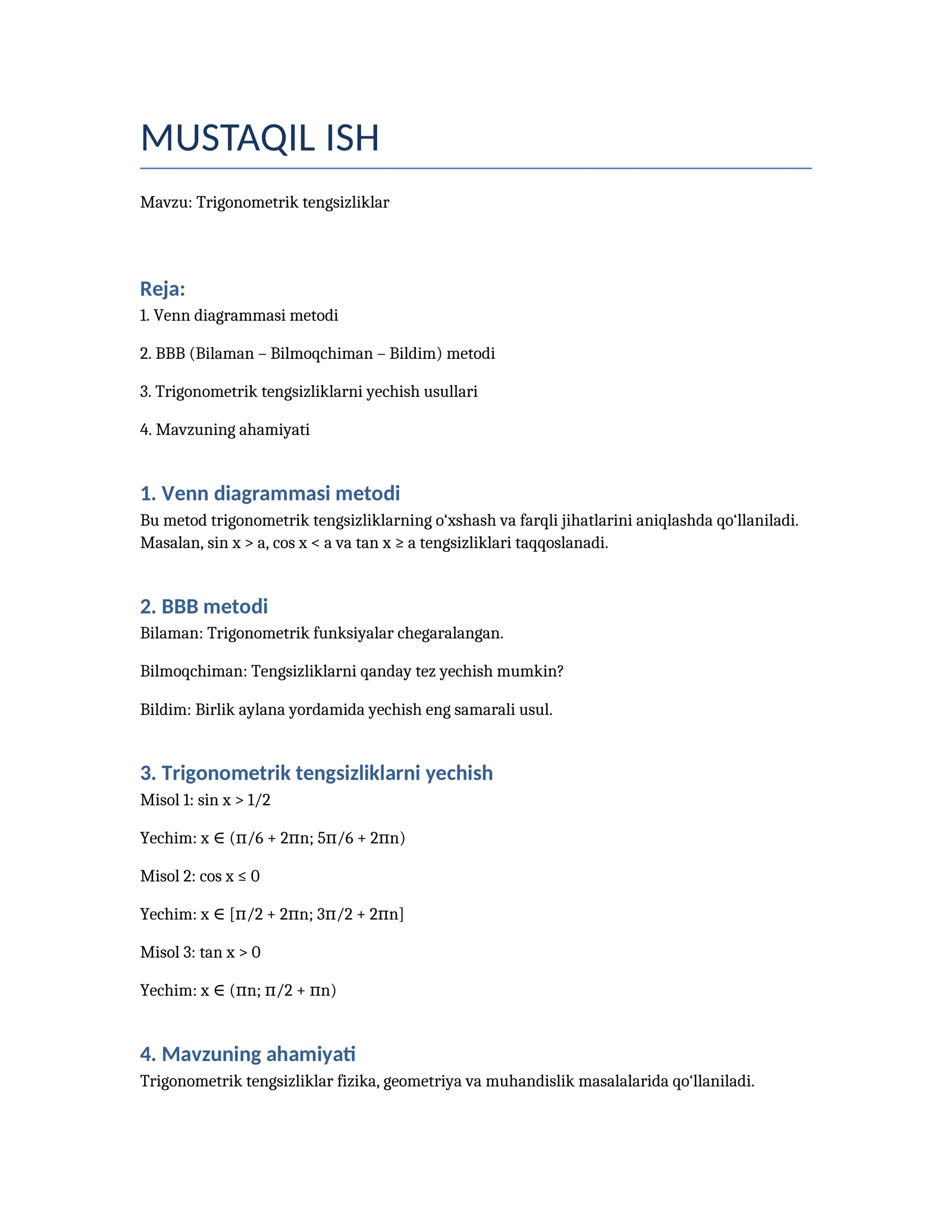 trigonometrik Tenglamalar