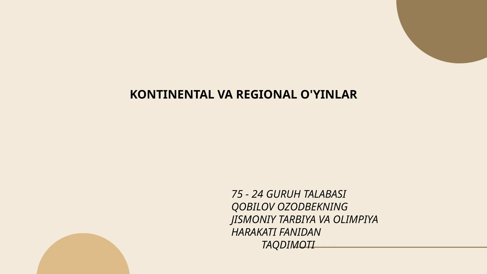 KONTINENTAL VA REGIONAL O'YINLAR