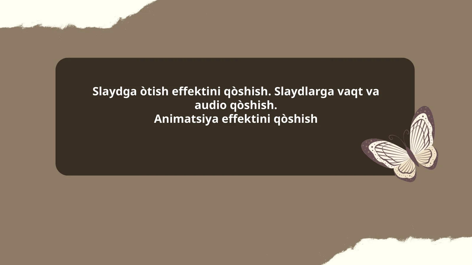 PowerPoint dasturida slaydlarga o'tish effektlarini qo'shish