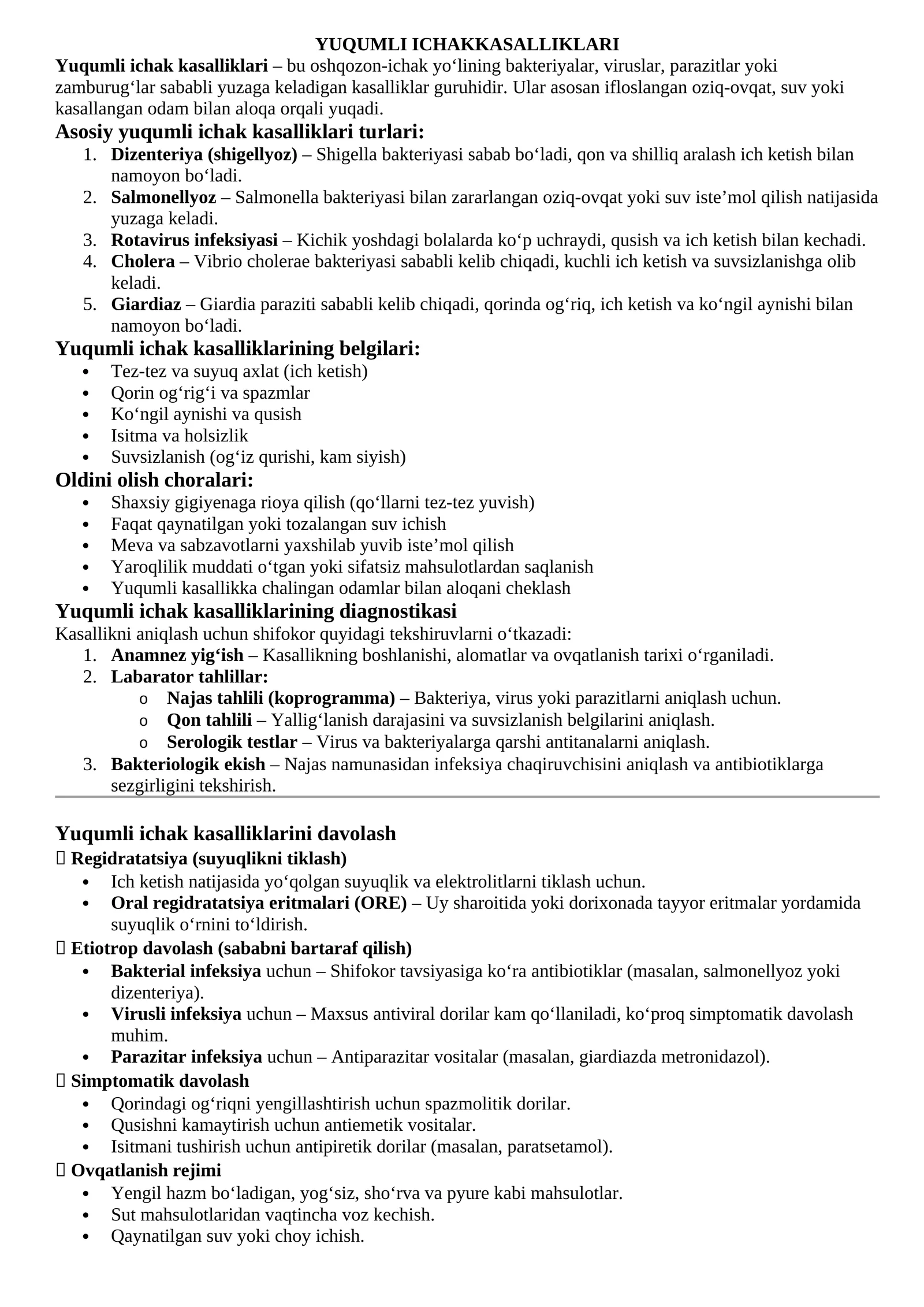 Yuqumli ichak kasalliklari