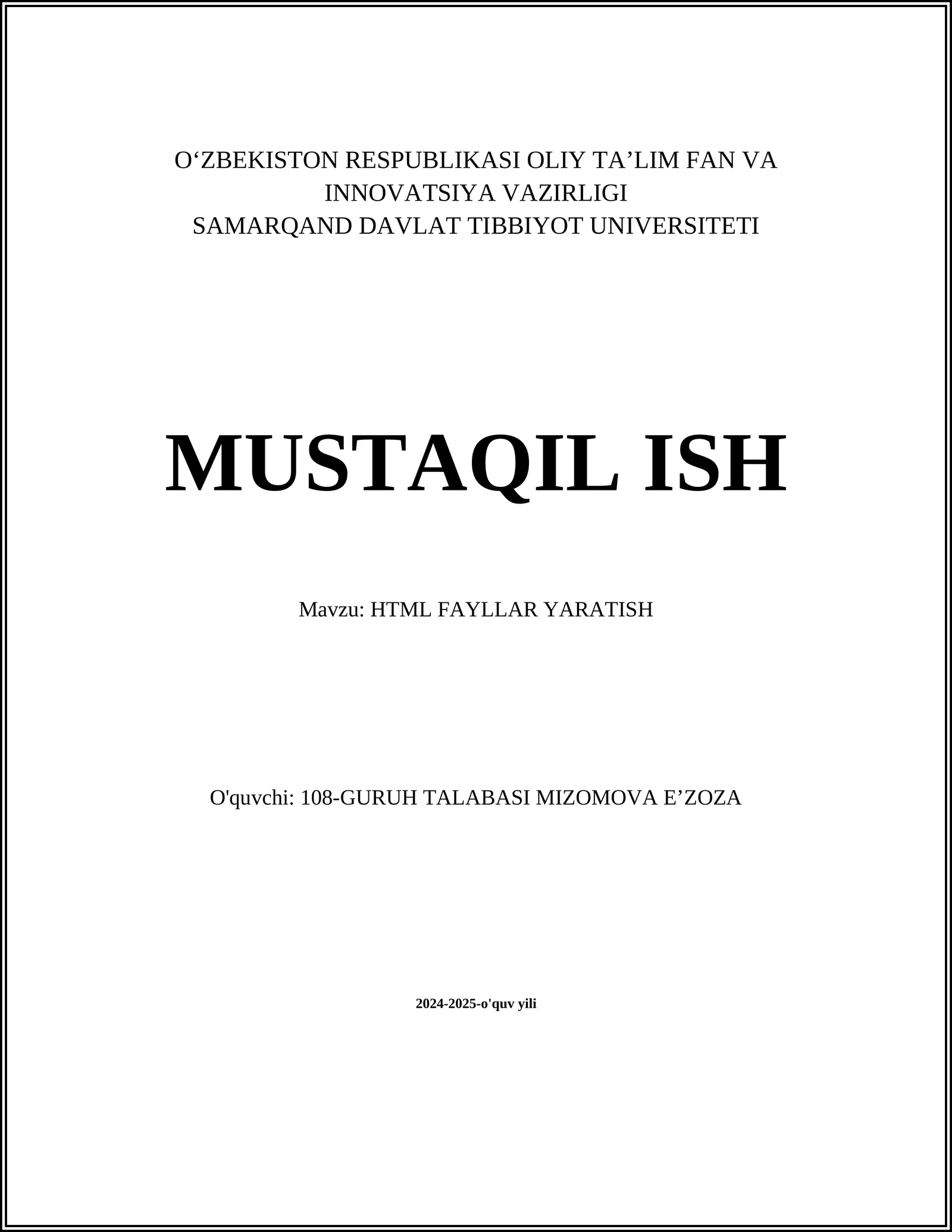 HTML FAYLLAR YARATISH