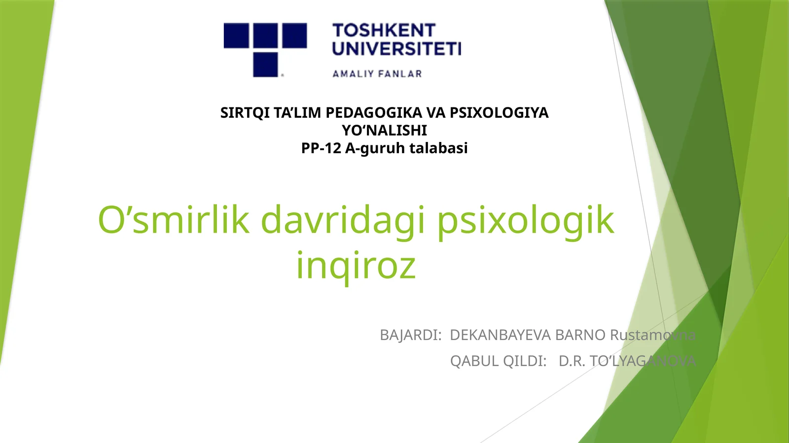 O’smirlik davridagi psixologik inqiroz
