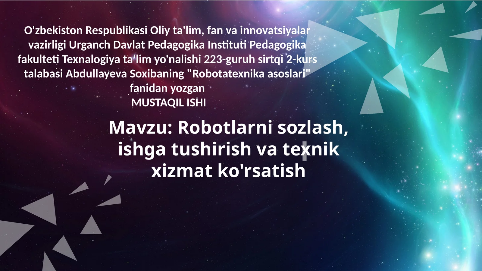 Robotatexnika asoslari