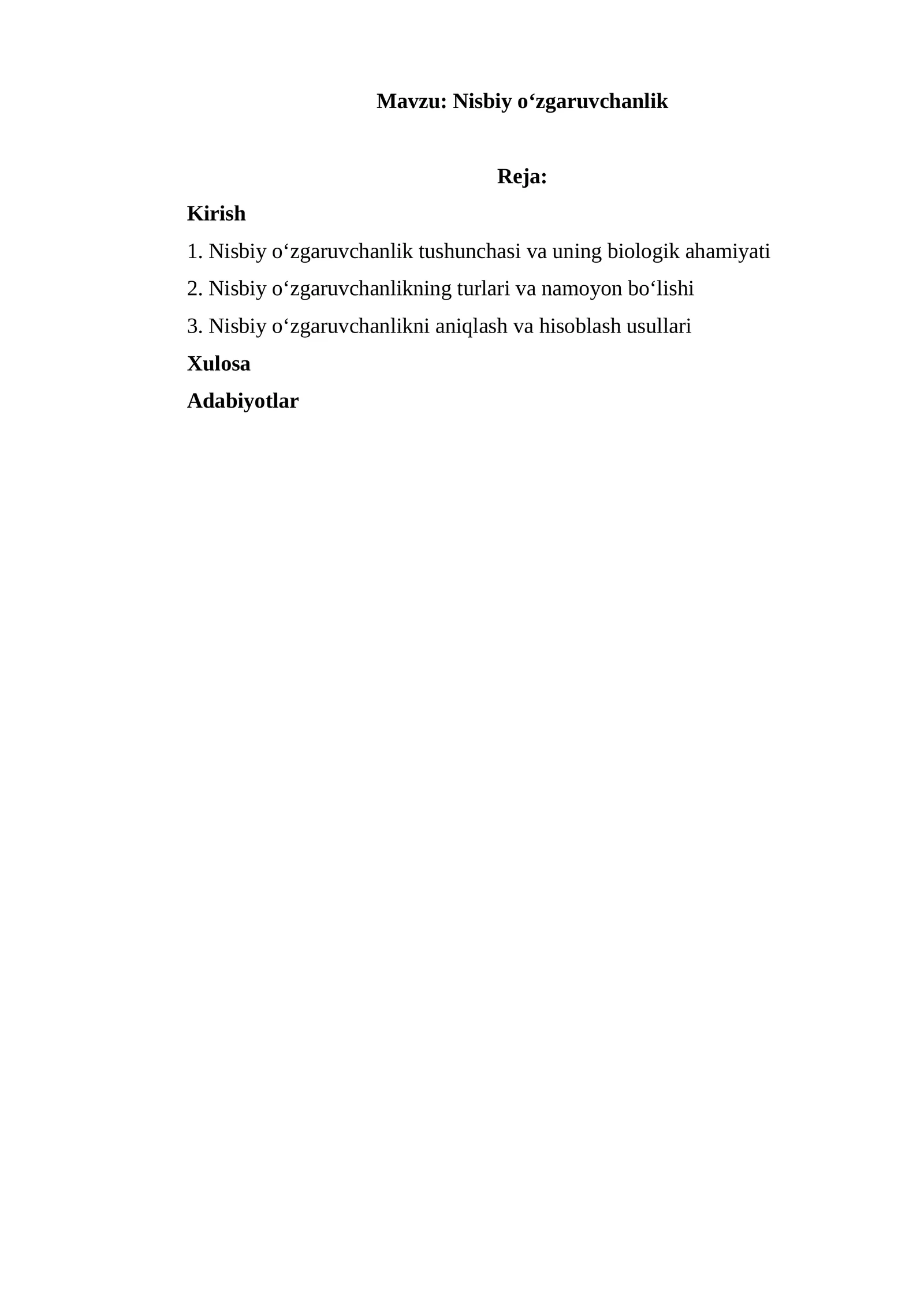 Nisbiy o‘zgaruvchanlik