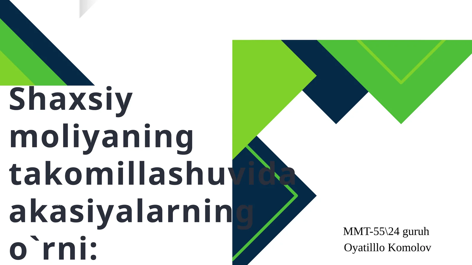 Aksiyalarning shaxsiy moliyaning takomillashuvidagi oʻrni