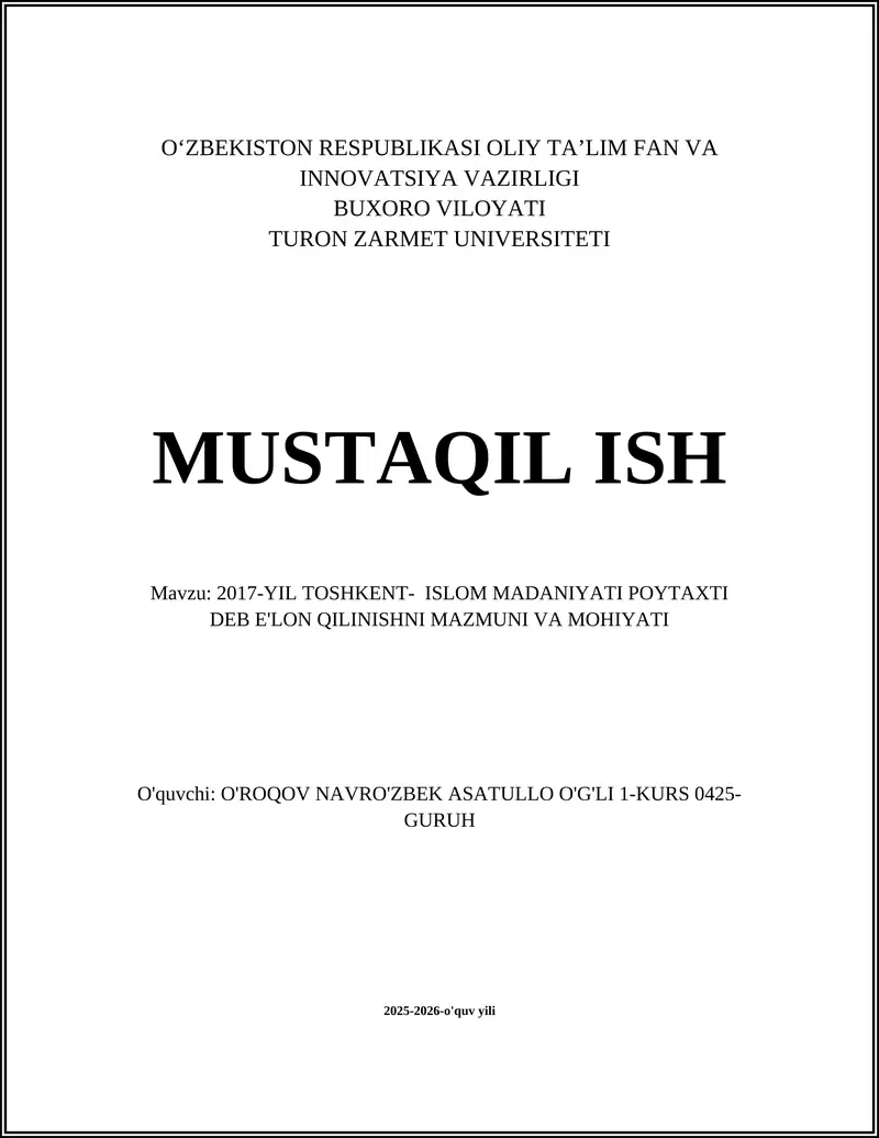 Toshkent Islom Madaniyati Poytaxti