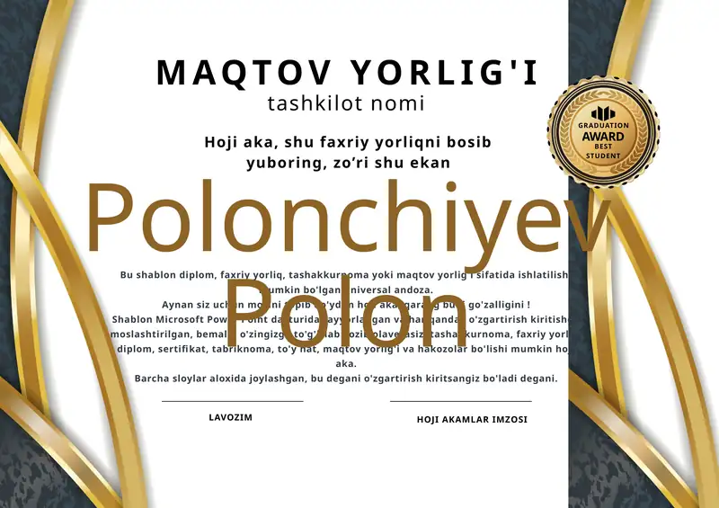 Kunc Kesen Shablon MAQTOV YORLIG'I shablon tayyor andoza