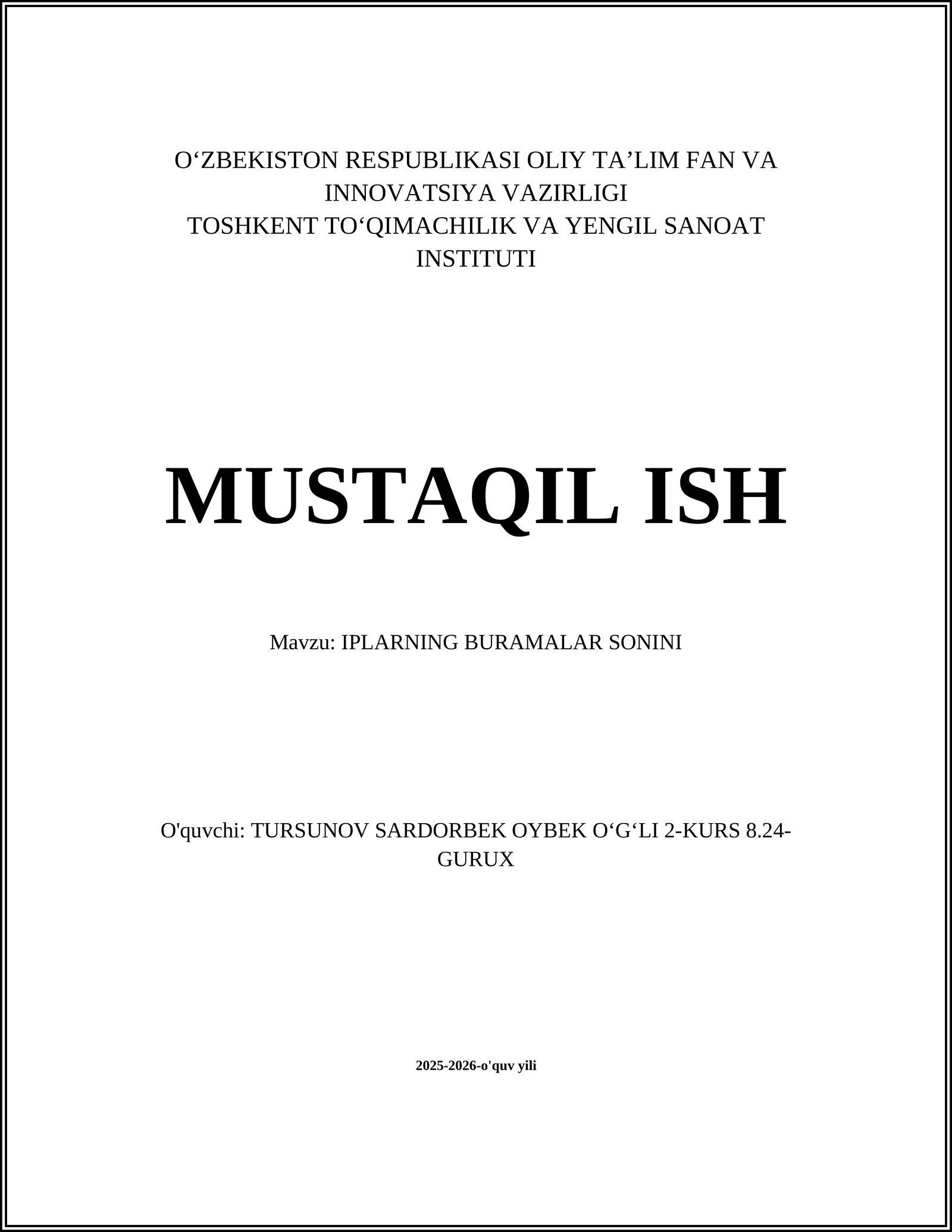 IPLARNING BURAMALAR SONINI