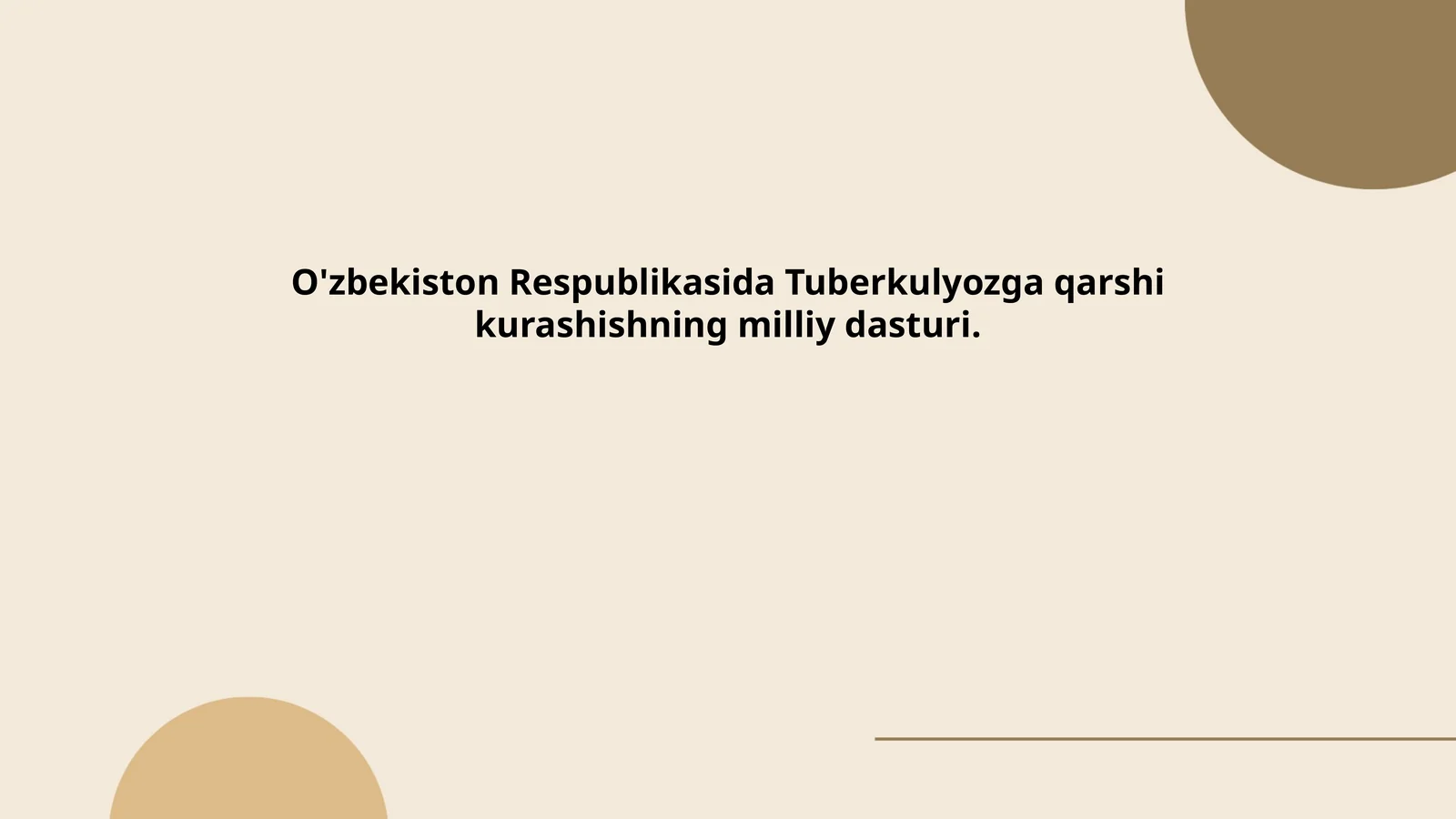 O'zbekiston Respublikasida Tuberkulyozga qarshi kurashishning milliy dasturi