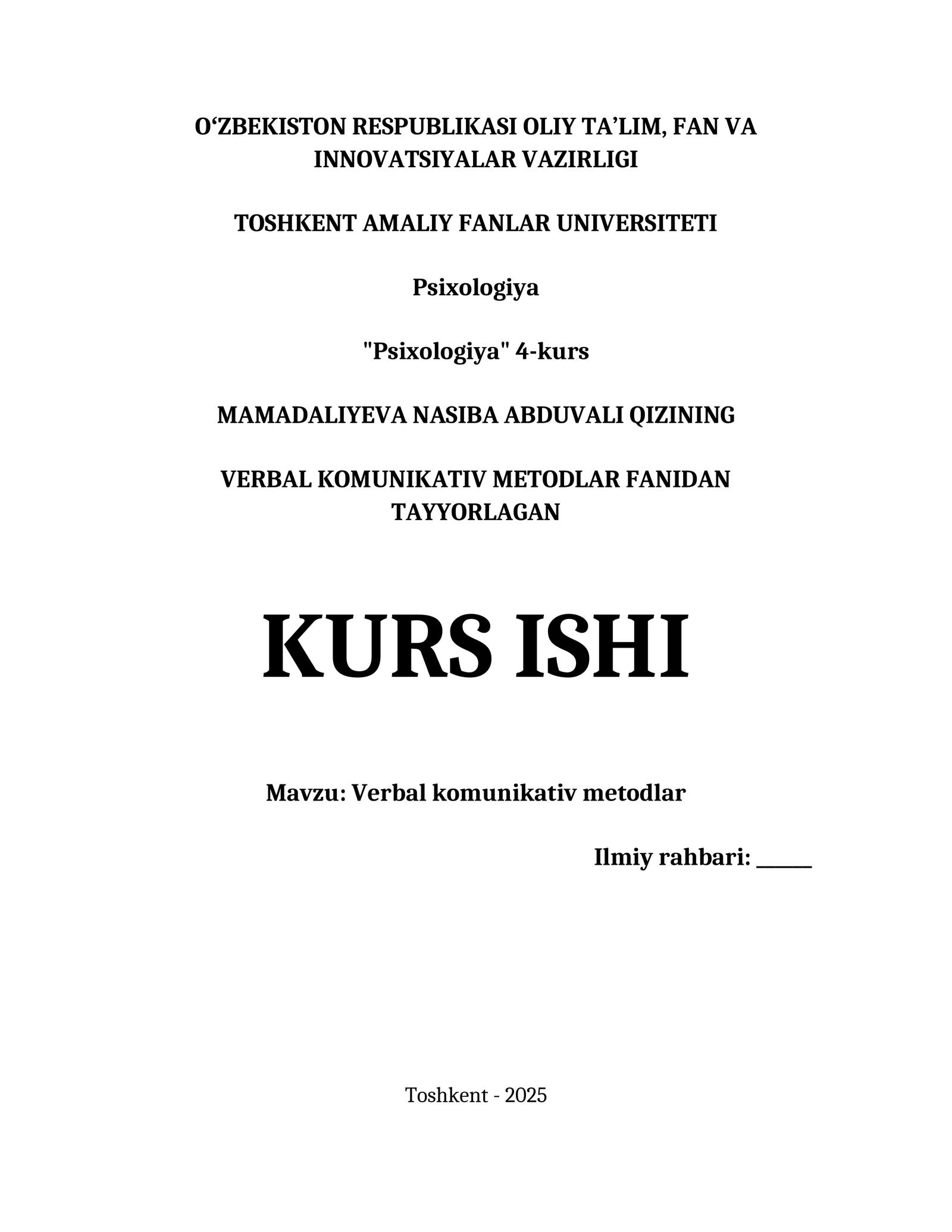 VERBAL KOMUNIKATIV METODLAR