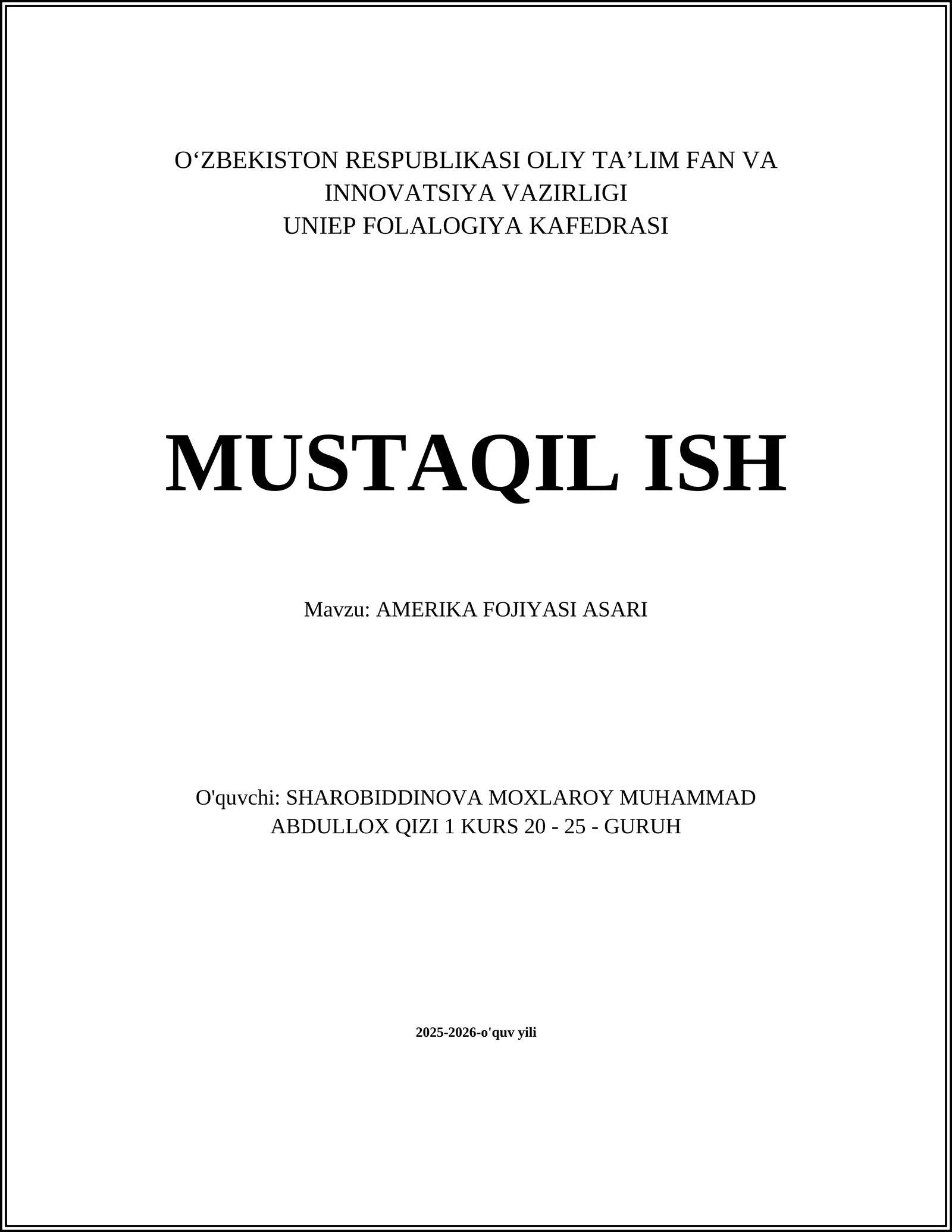 AMERIKA FOJIYASI ASARI