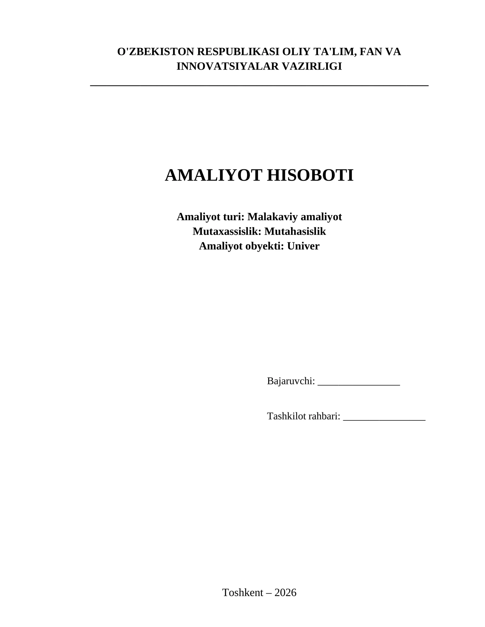 AMALIYOT HISOBOTI