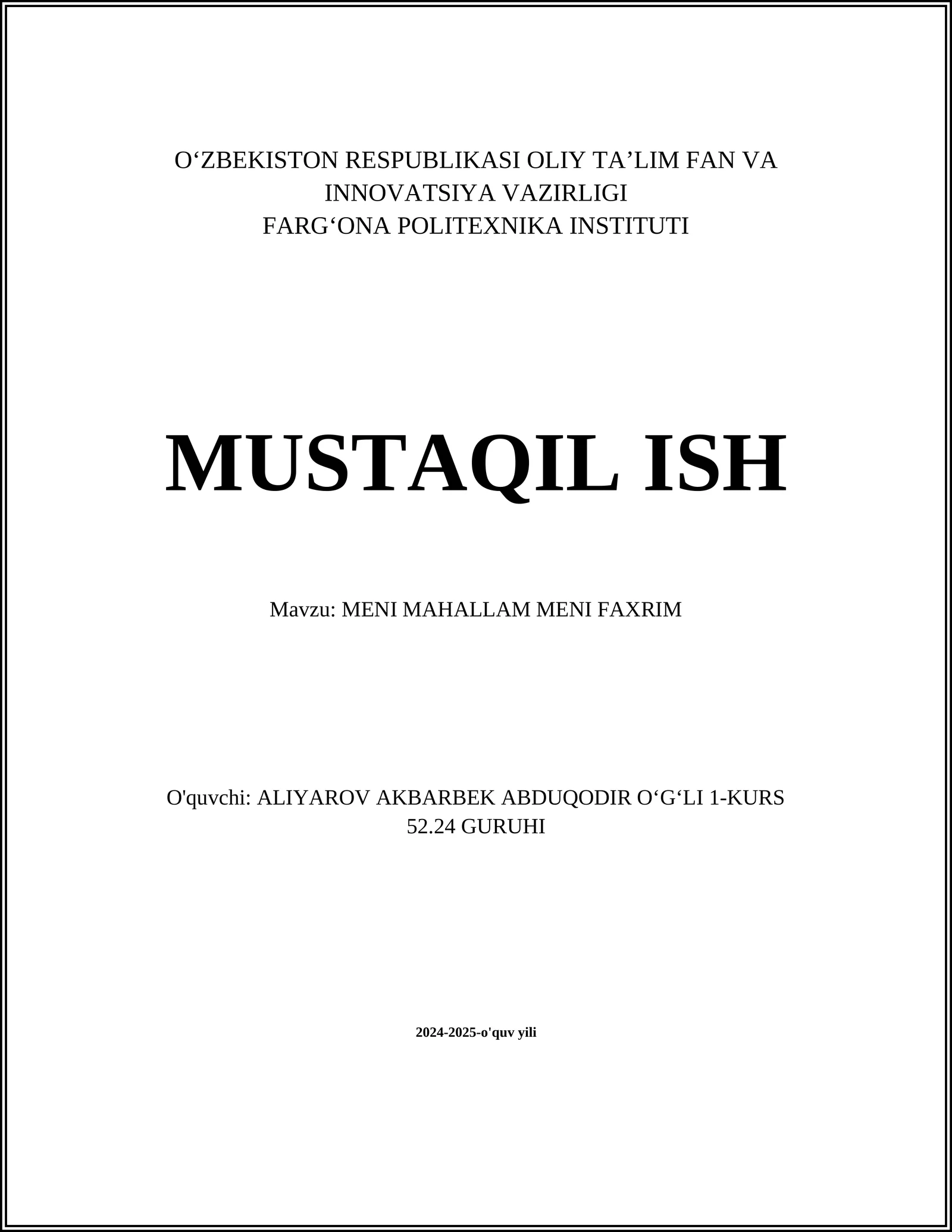 MENI MAHALLAM MENI FAXRIM