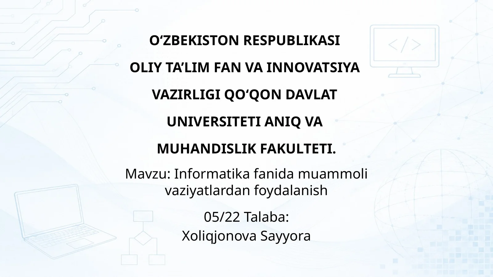 Informatika fanida muammoli vaziyatlardan foydalanish