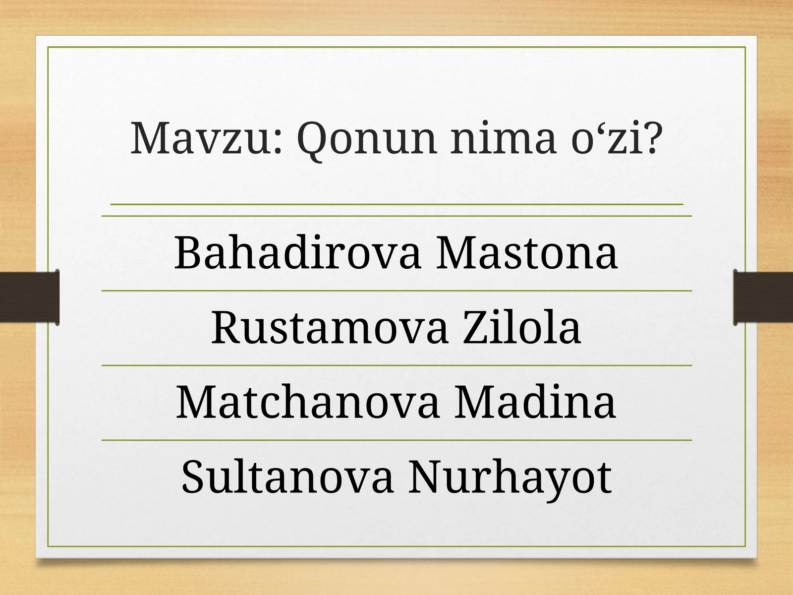Qonun nima o‘zi? loyiha ishi