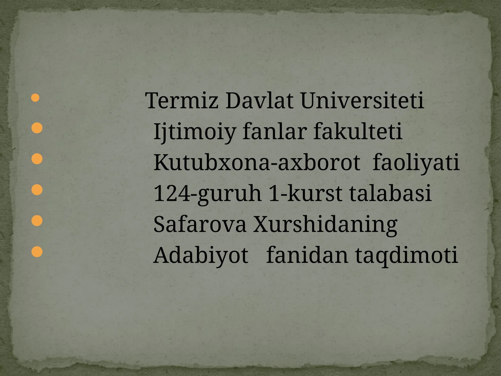 Adabiyot fanidan taqdimoti