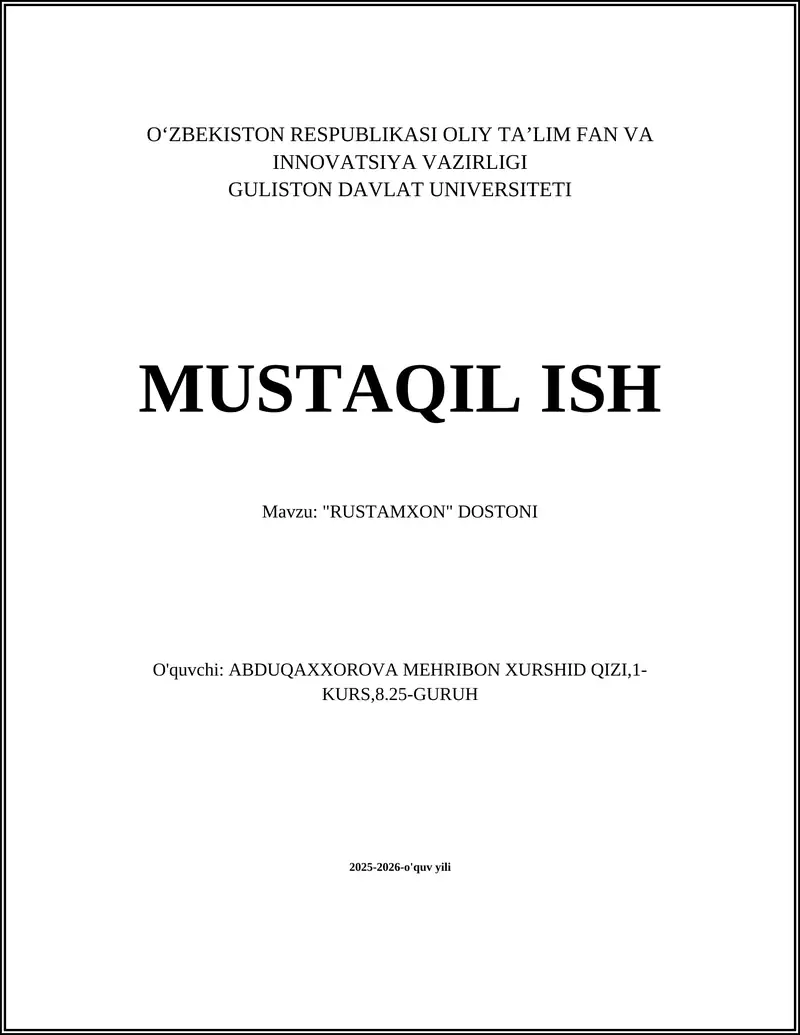 "RUSTAMXON" DOSTONI