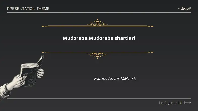 Mudoraba.Mudoraba shartlari