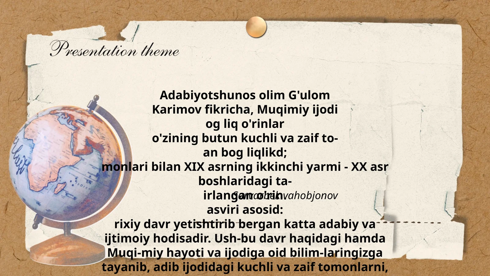 Adabiyotshunos olim G'ulom