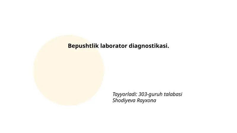 Bepushtlik laborator diagnostikasi