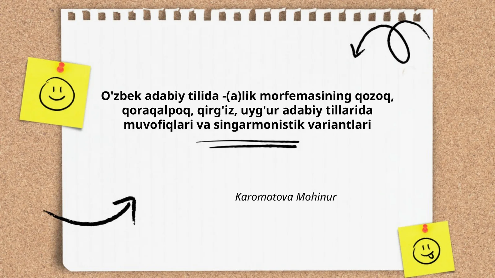 O'zbek adabiy tilida -(a)lik morfemasining qozoq, qoraqalpoq, qirg'iz, uyg'ur adabiy tillarida muvofiqlari va singarmonistik variantlari