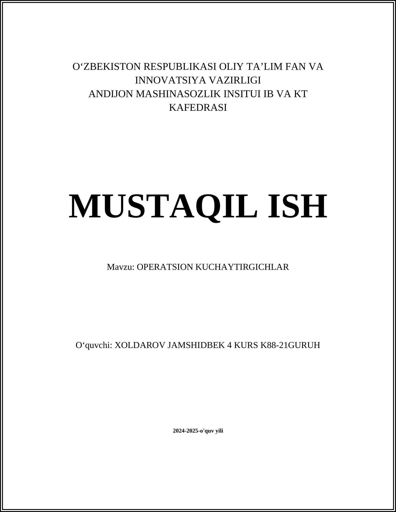 OPERATSION KUCHAYTIRGICHLAR