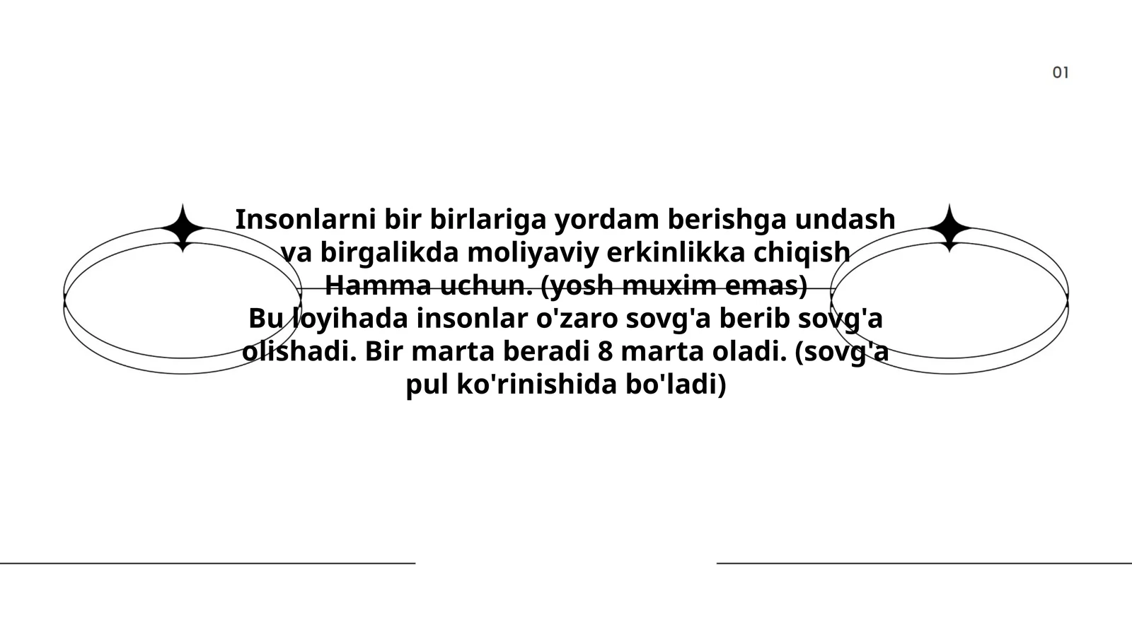 Insonlarni bir birlariga yordam berishga undash va birgalikda moliyaviy erkinlikka chiqish