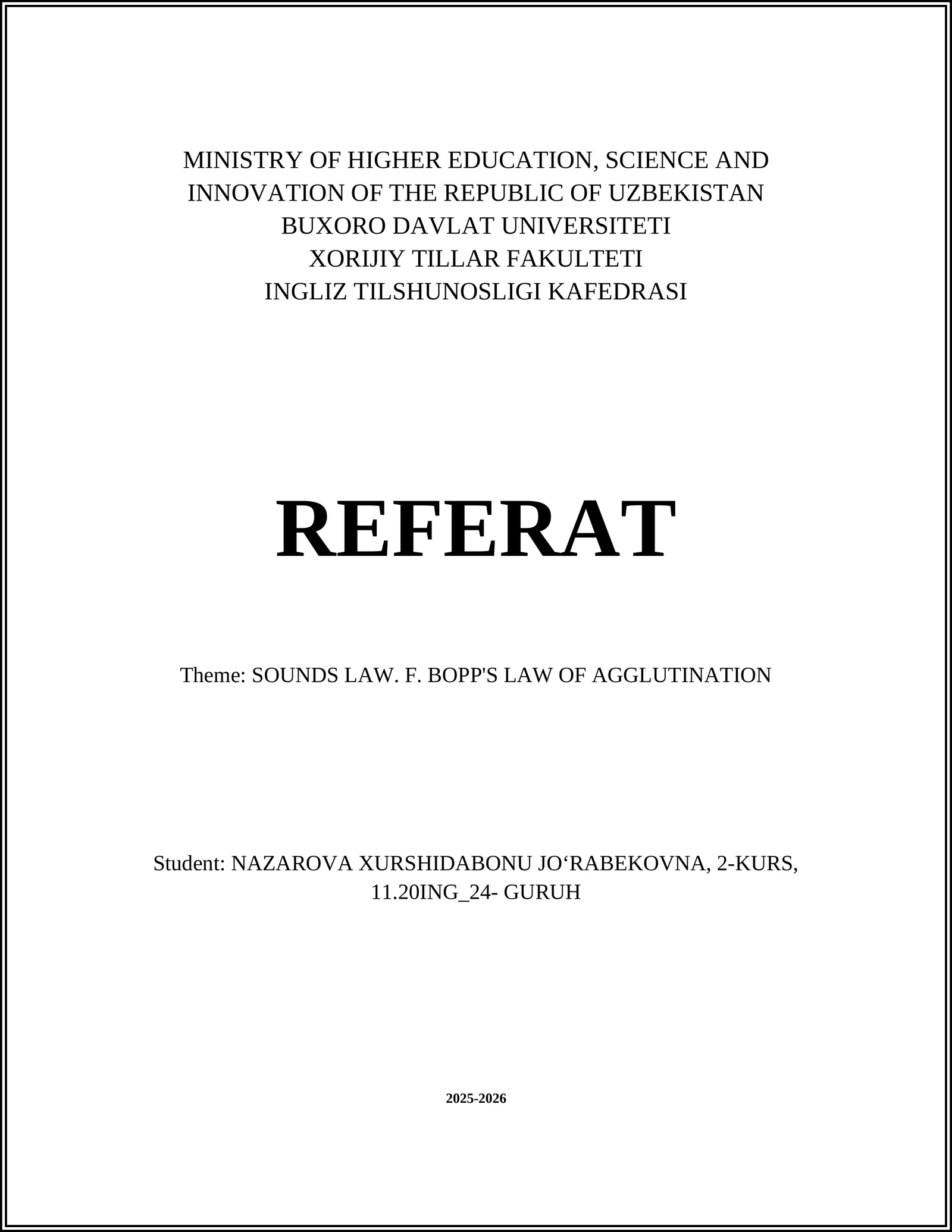 SOUNDS LAW. F. BOPP'S LAW OF AGGLUTINATION