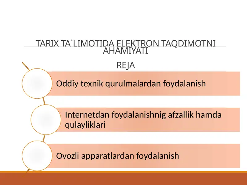 TARIX TA`LIMOTIDA ELEKTRON TAQDIMOTNIAHAMIYATIREJA