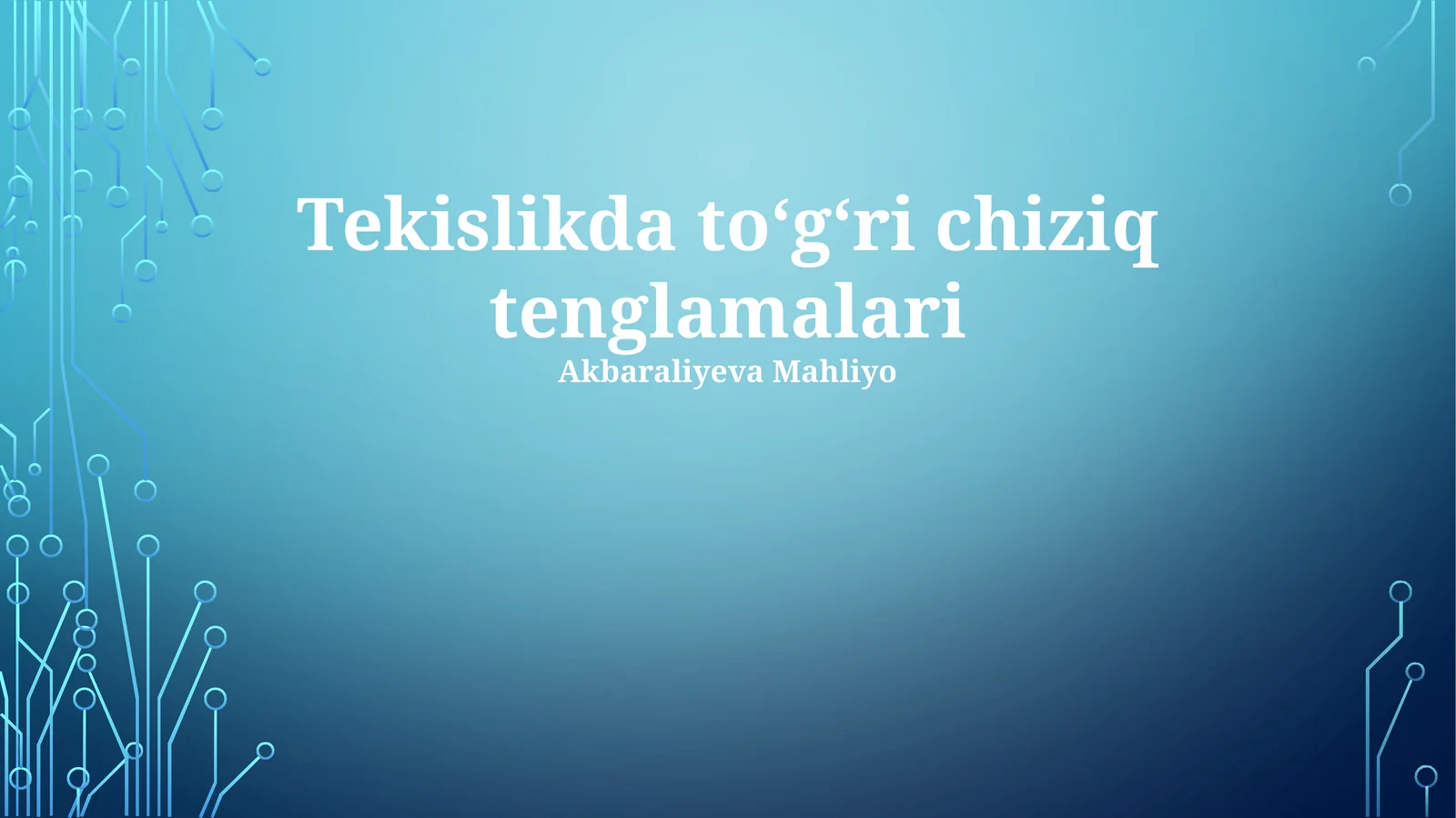 Tekislikda toʻgʻri chiziq tenglamalari