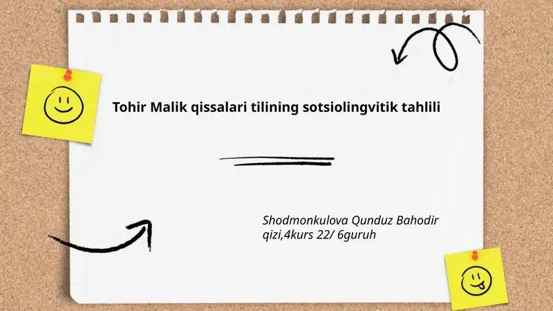 Tohir Malik qissalari tilining sotsiolingvitik tahlili