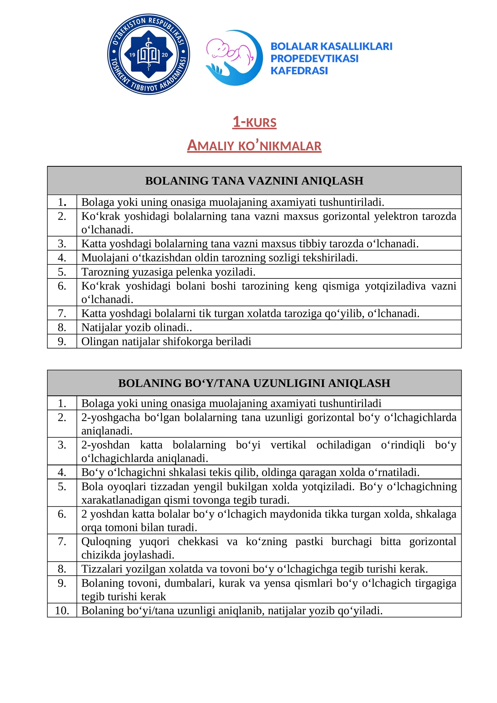 1-kurs Amaliy ko’nikmalar