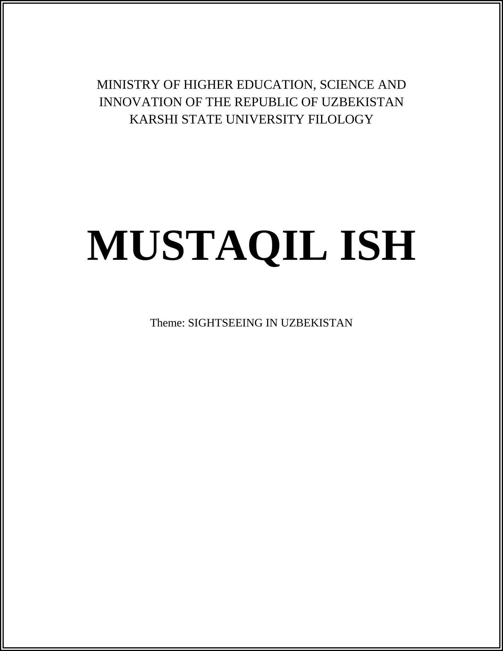 SIGHTSEEING IN UZBEKISTAN