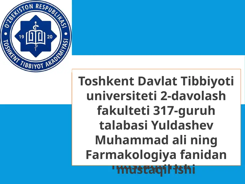 Farmakologiya fanidan mustaqilishi