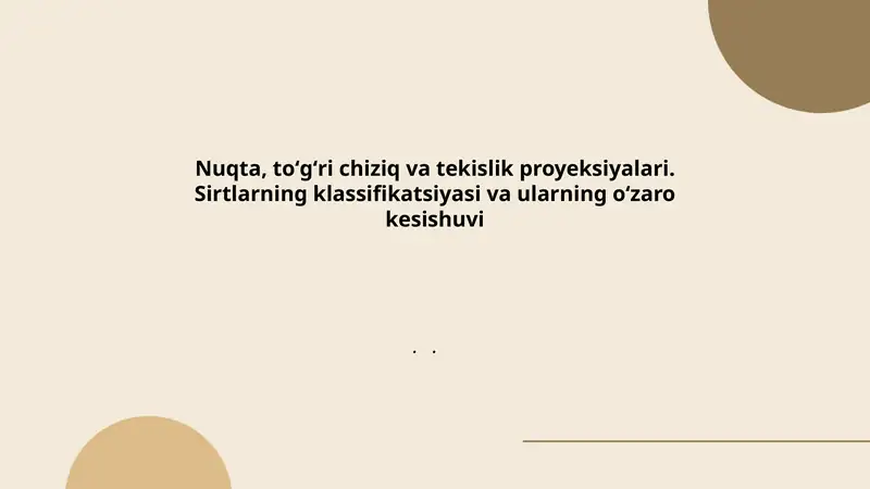 Nuqta, toʻgʻri chiziq va tekislik proyeksiyalari