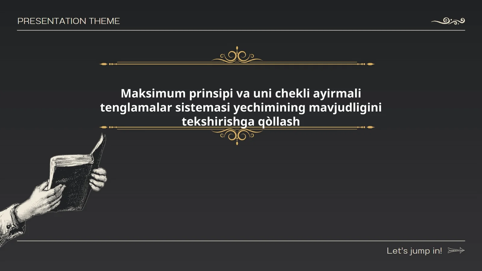 Maksimum prinsipi va uni chekli ayirmali tenglamalar sistemasi yechimining mavjudligini tekshirishga qòllash