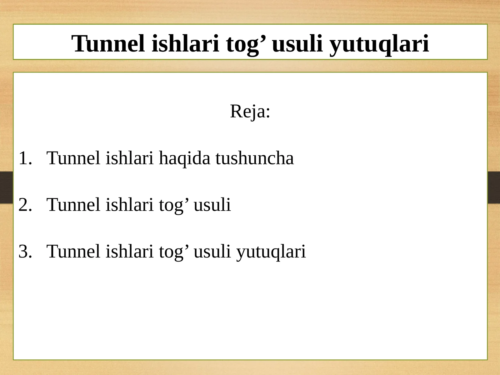 Tunnel ishlari haqida tushuncha