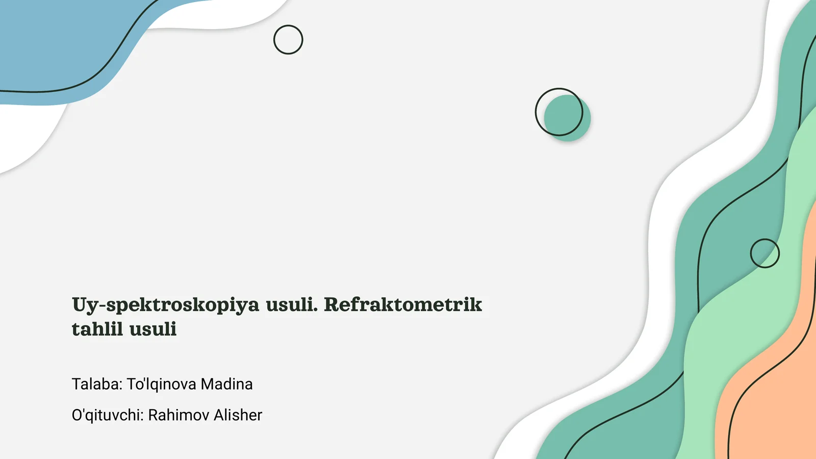 Uy-spektroskopiya usuli. Refraktometrik tahlil usuli