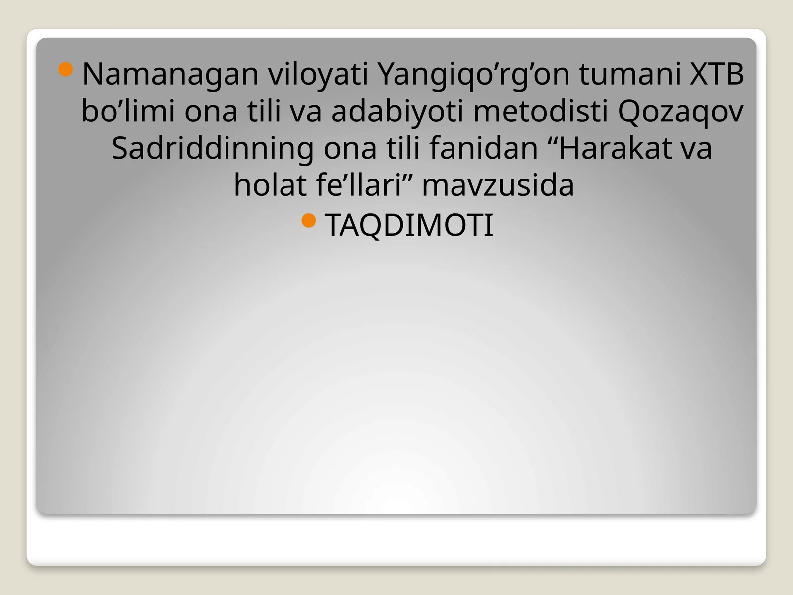 Harakat va holat fe’llari