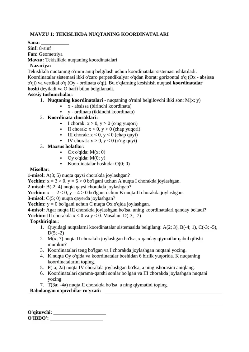 8-sinf geometriya tezis 3 chorak