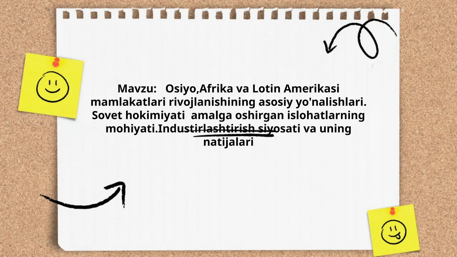 Osiyo, Afrika va Lotin Amerikasi mamlakatlari rivojlanishining asosiy yo'nalishlari