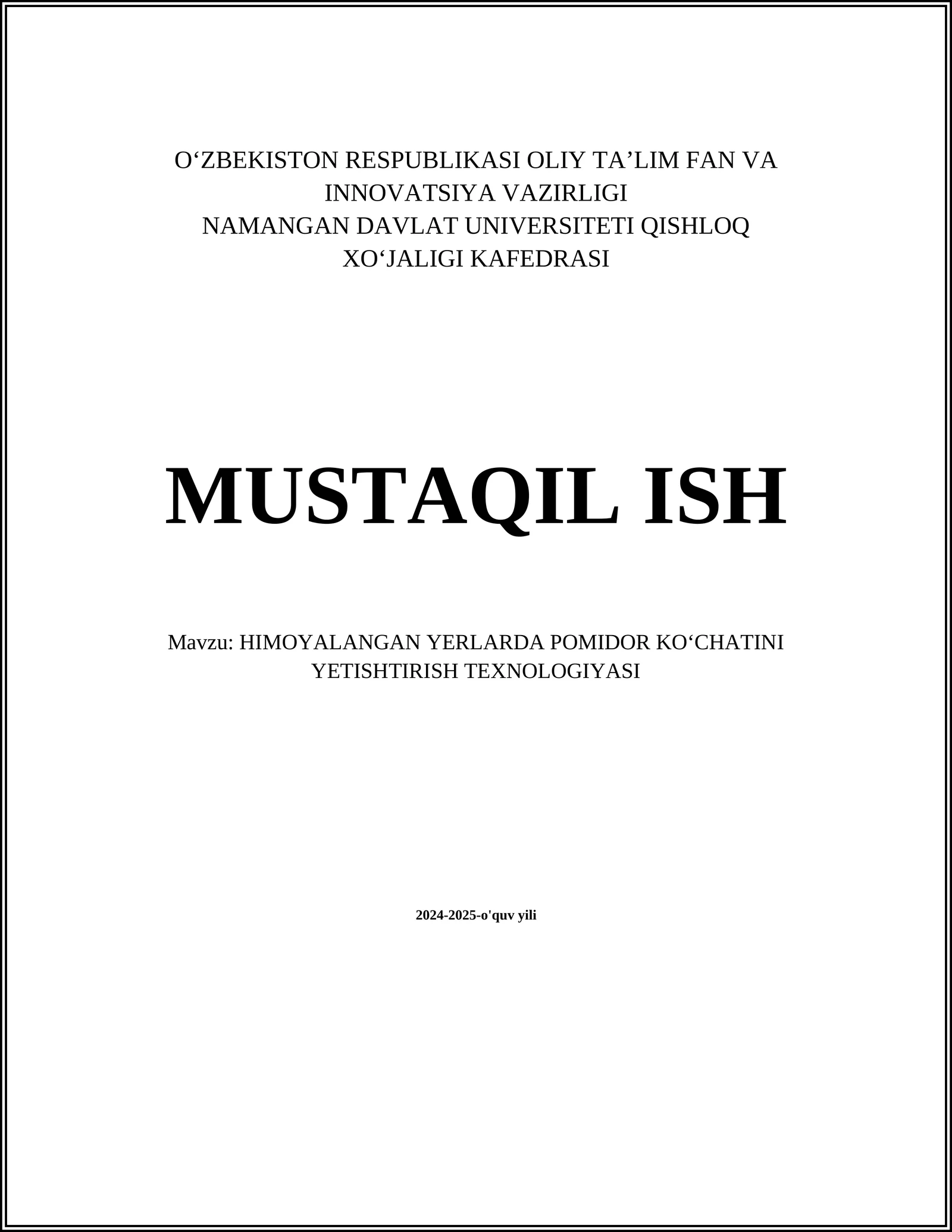 Pomidor koʻchatini yetishtirish texnologiyasi