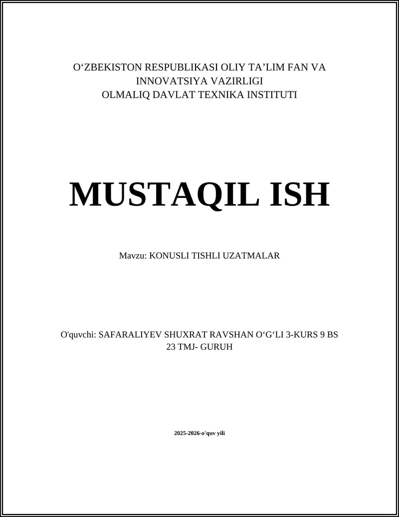 Konusli Tishli Uzatmalar