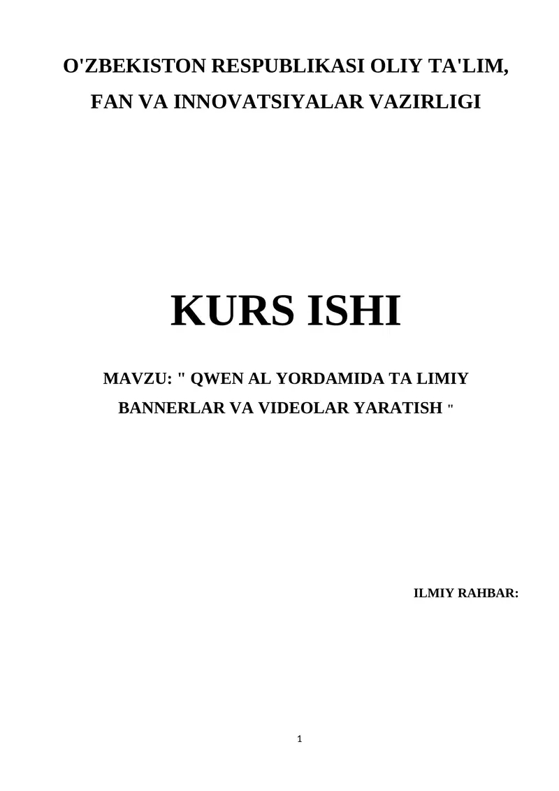 QWEN AI Yordamida Ta'limiy Bannerlar va Videolar Yaratish