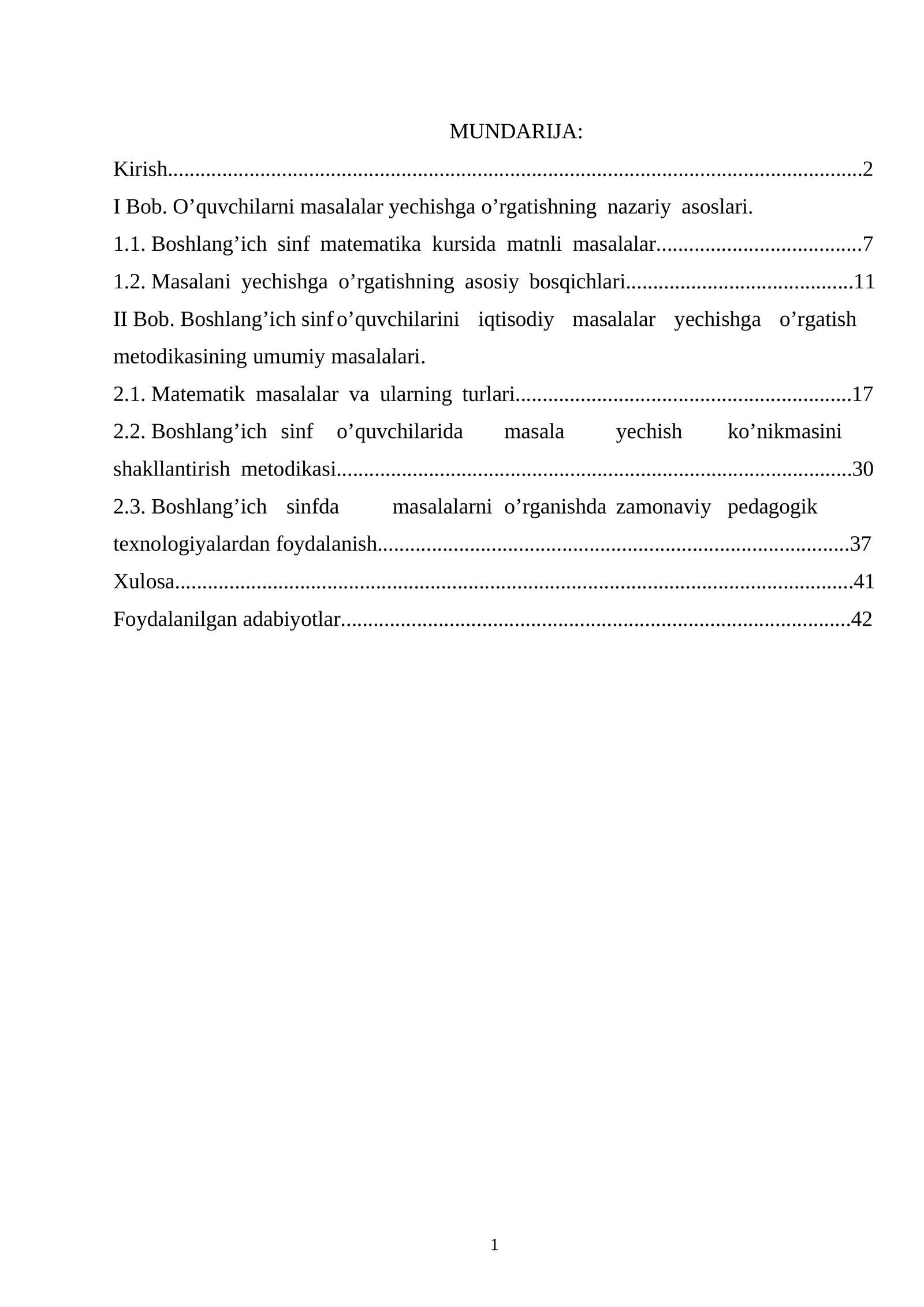 Boshlang'ich sinf matematika iqtisod