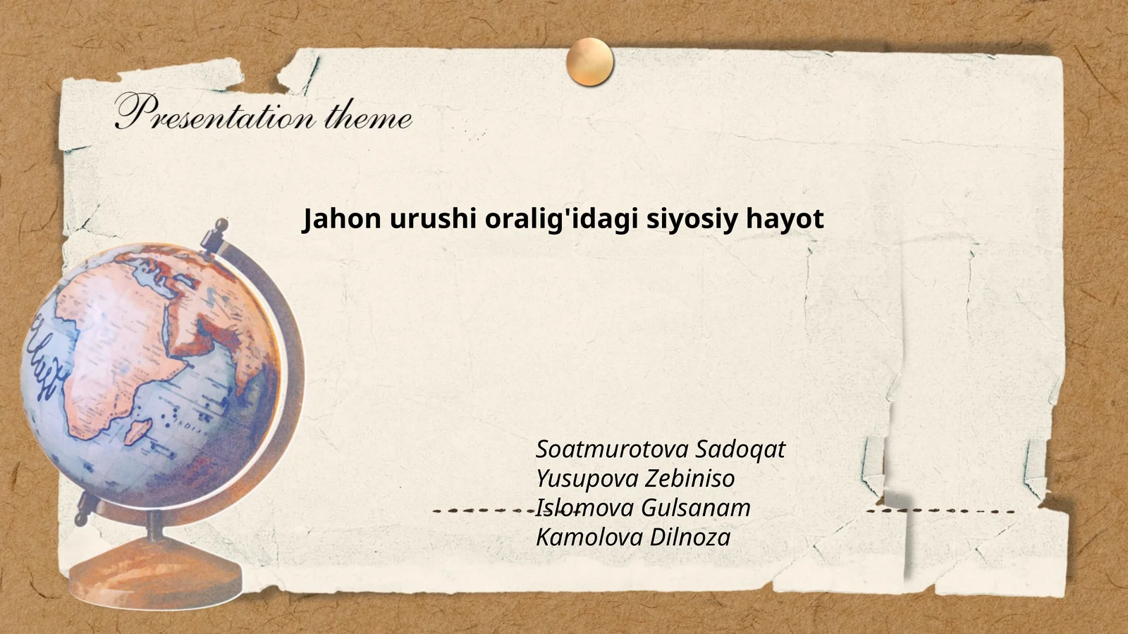 Jahon urushi oralig'idagi siyosiy hayot