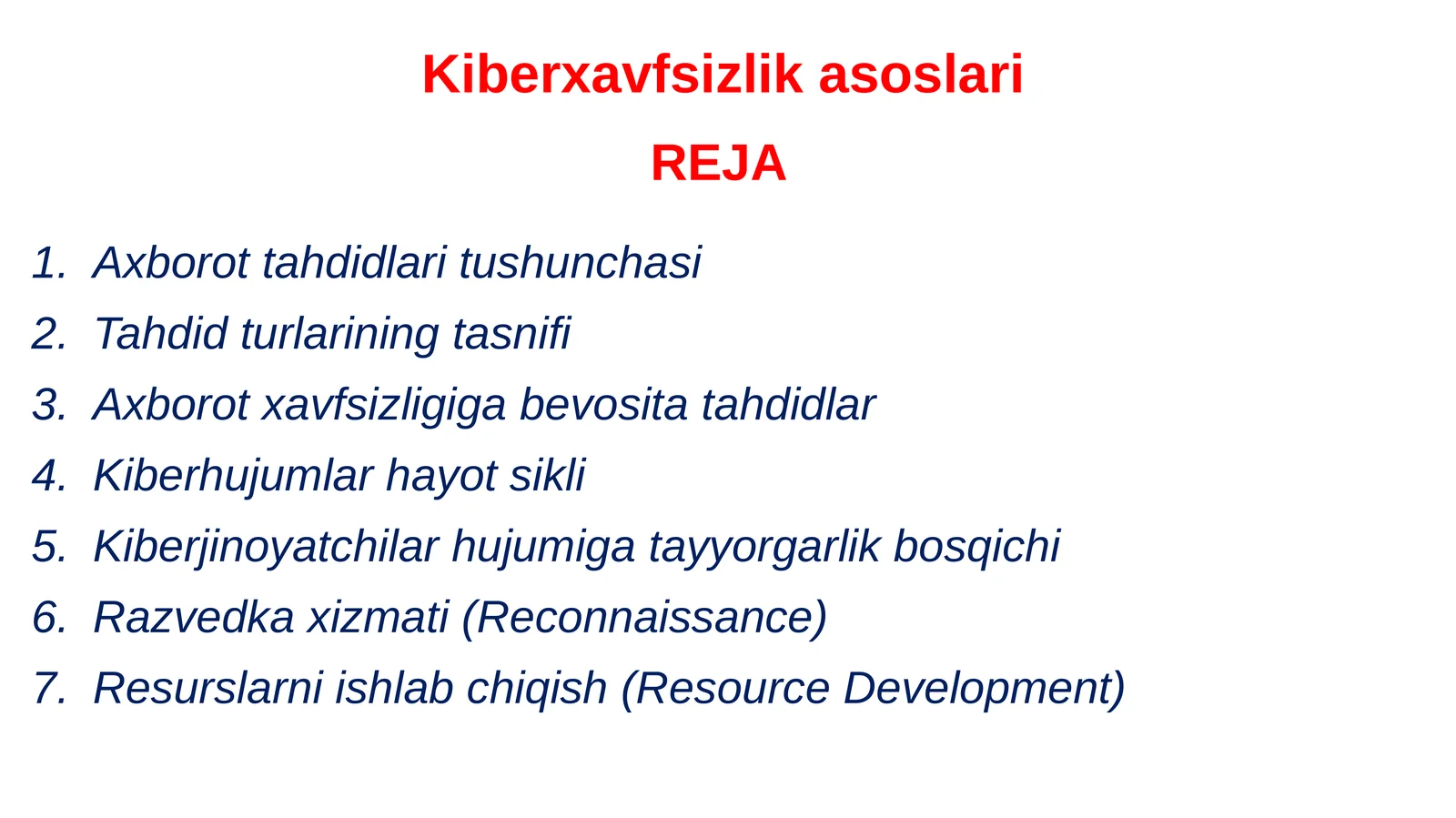 Kiberxavfsizlik asoslari