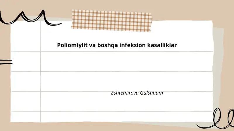 Poliomiylit va boshqa infeksion kasalliklar