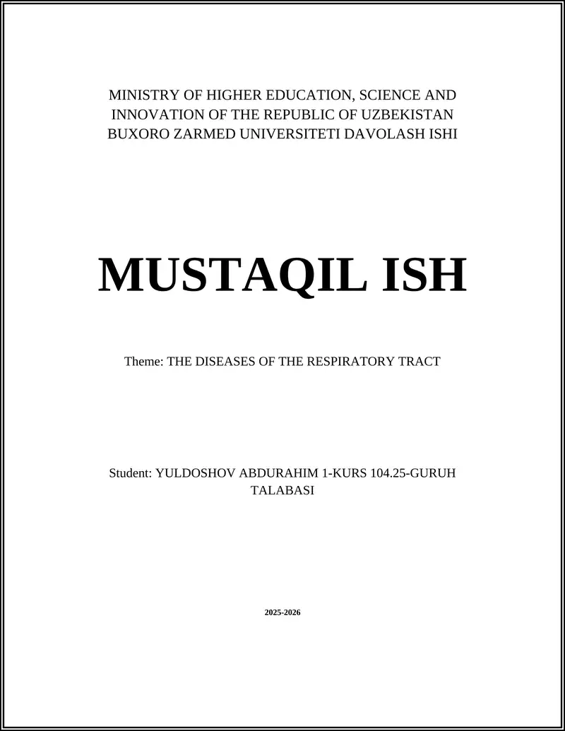 Diseases of the Respiratory Tract