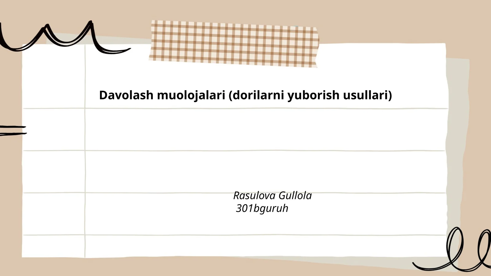 Davolash muolojalari (dorilarni yuborish usullari)
